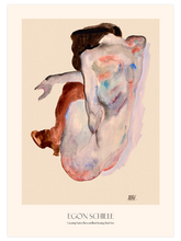Egon Schiele Crouching Nude Back View - Art Print